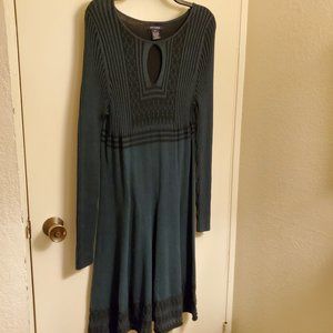 Max Edition Teal Knit Keyhole Mini Dress